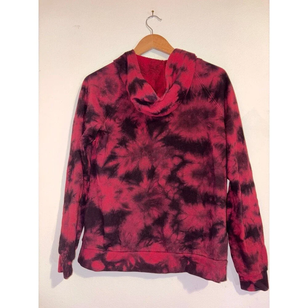 Hot Topic Red and Black Tie Dye Grunge Hoodie - Size Small